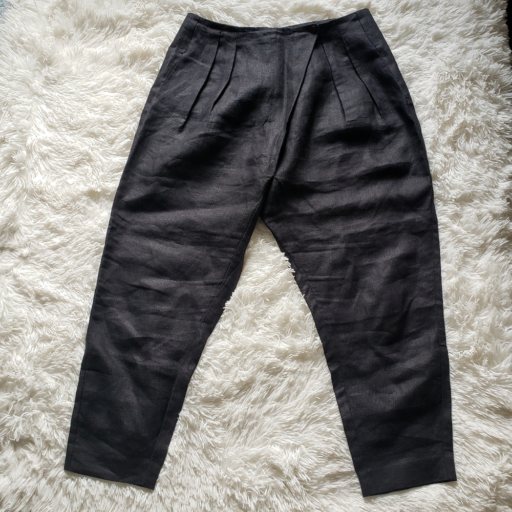 Ayr Linen Cropped Pants Tapered